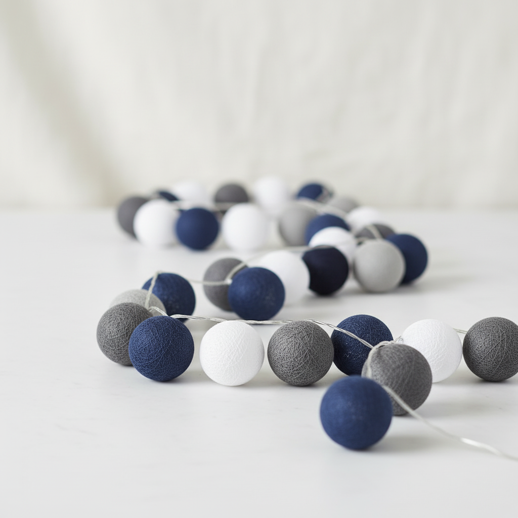 Lichterkette mit Baumwollkugeln Royal 3