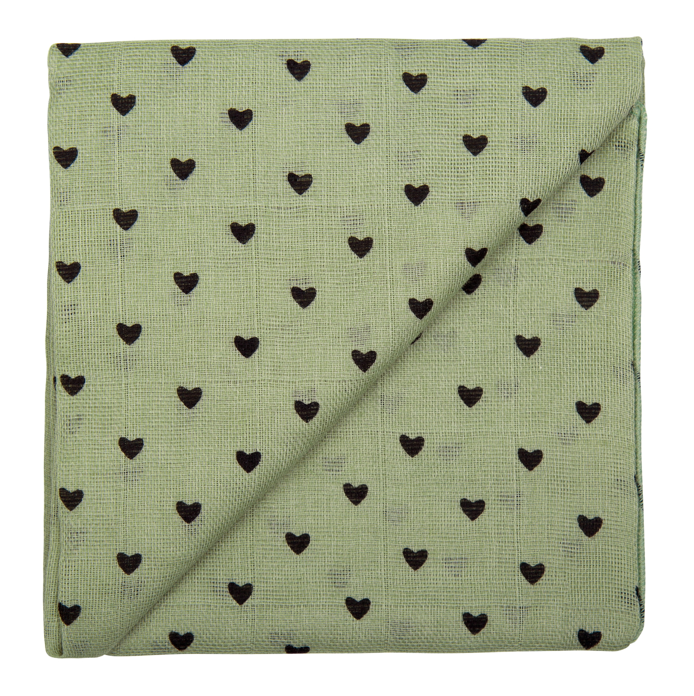 Gaze Spucktuch Khaki Herze 1