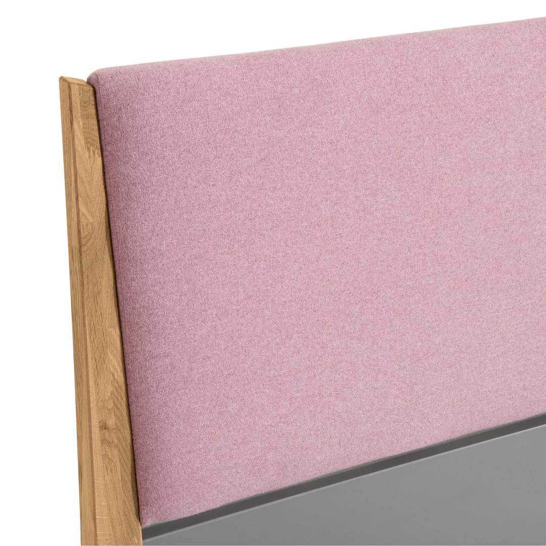 Bett Sten mit gepolstertem Betthaupt Schiefergrau Dunkelrosa, 90 x 200 cm 3