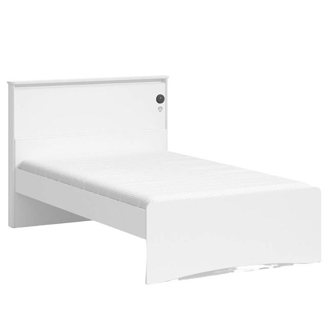 Bett White mit Kopfteil ohne Ablage, Standard, 120 x 200 cm