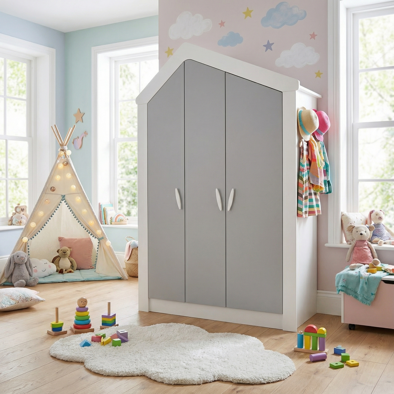 Kleiderschrank My House Weiss, 3-türig 3