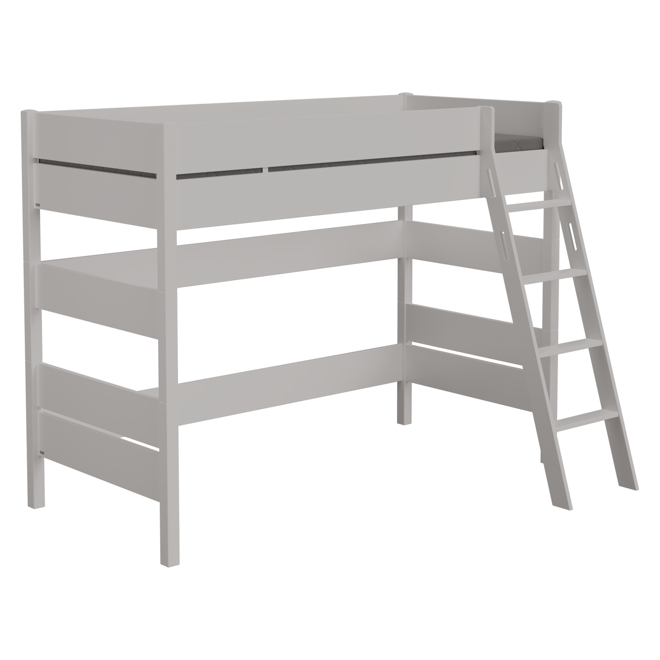 Mittelhohes Bett Tiago Grau, mit Schrägleiter, 90 x 200 cm