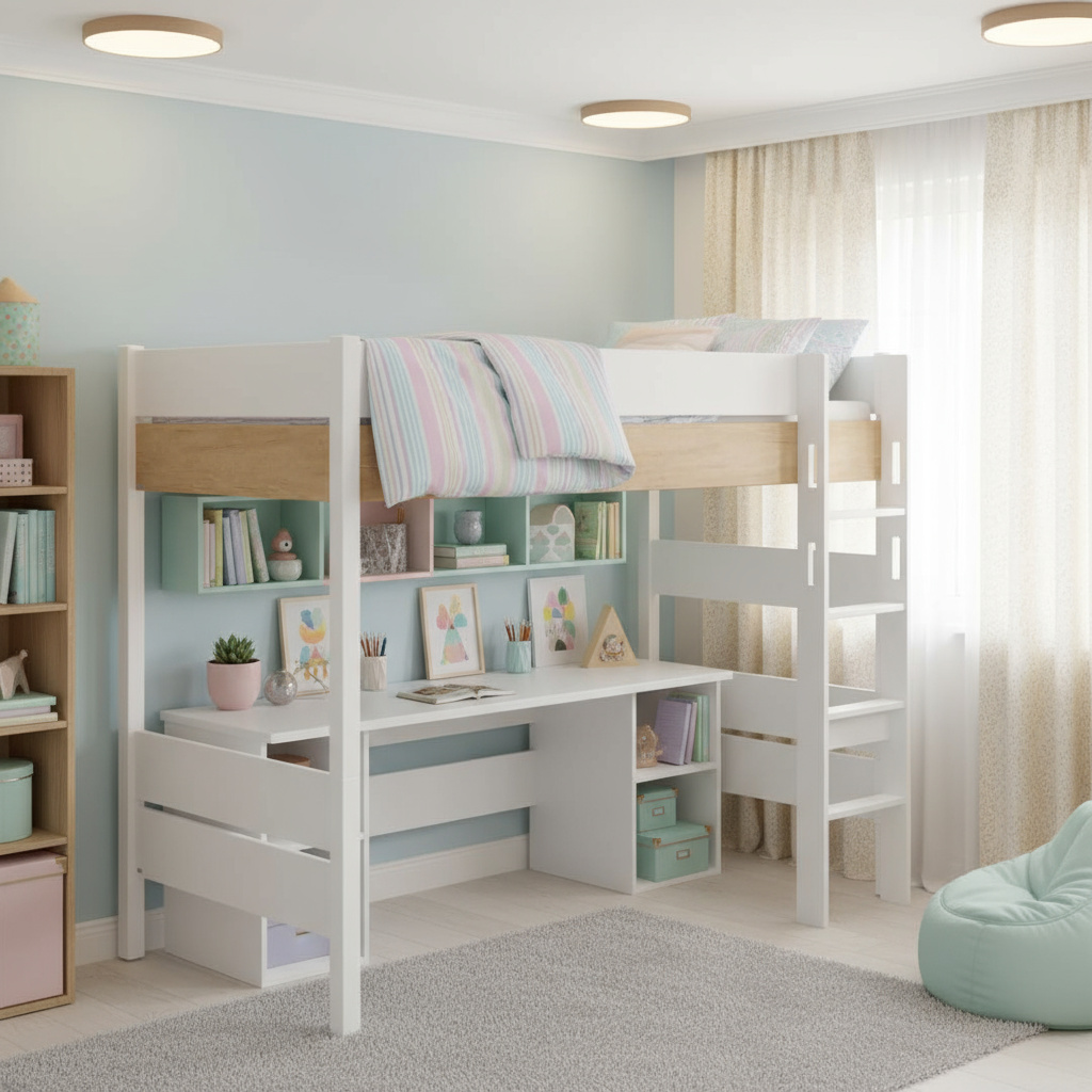 Mittelhohes Bett Kira Nebraska mit gerader Leiter, 90 x 200 cm 4