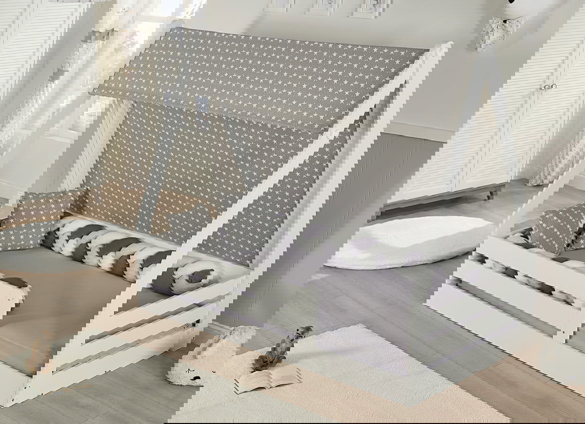 Stoffdach Montessori inkl. Kissen Grau #2