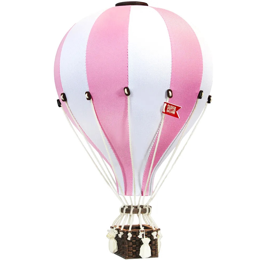 Deko Heissluftballon Weiss Pink L 1
