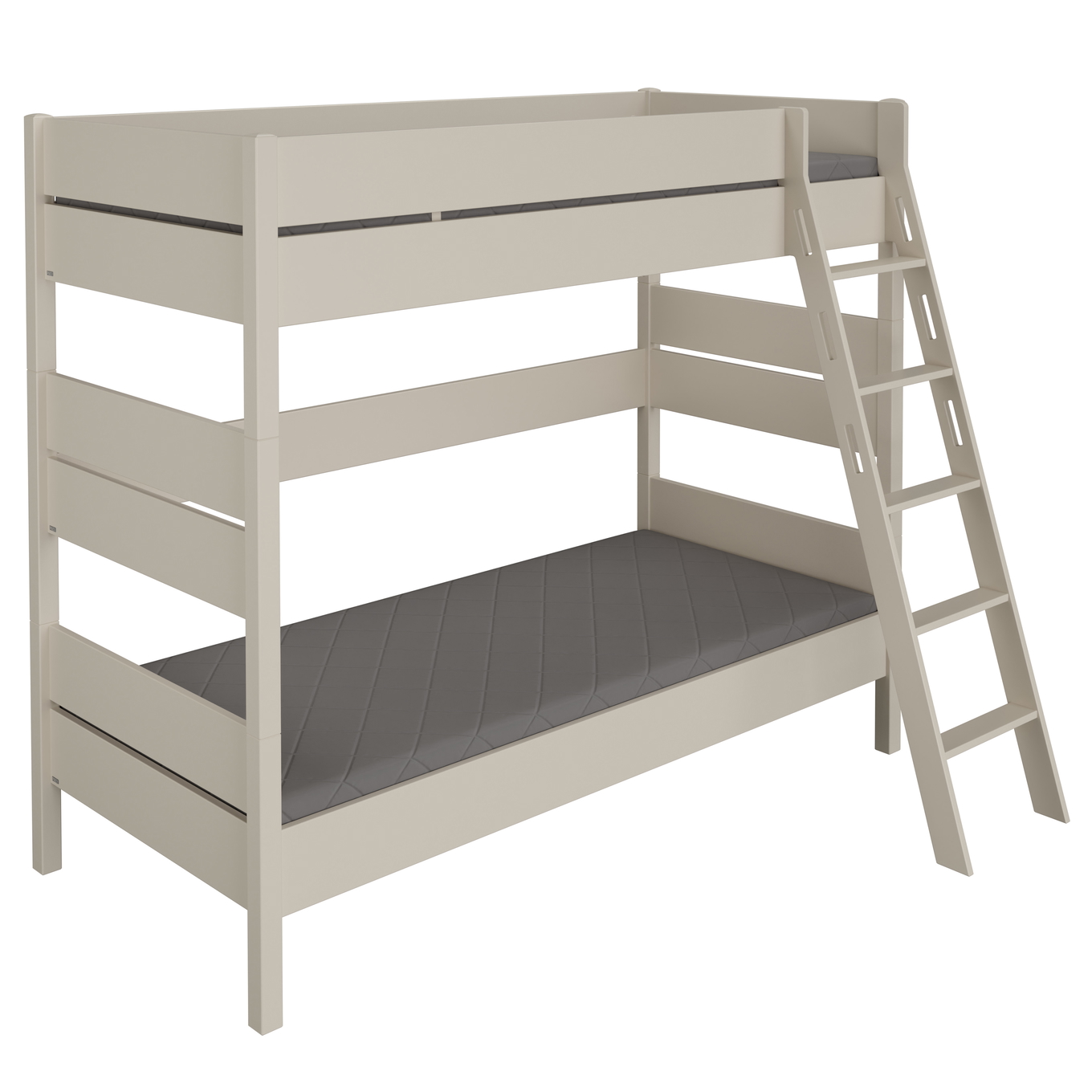 Hohes Etagenbett Tiago Beige, mit Schrägleiter, 90 x 200 cm