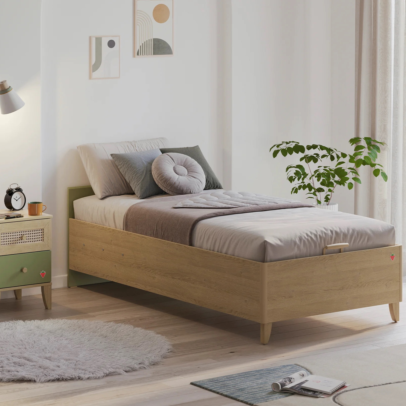 Bett Loof mit Stauraum, ohne Kopfteil, 120 x 200 cm 2