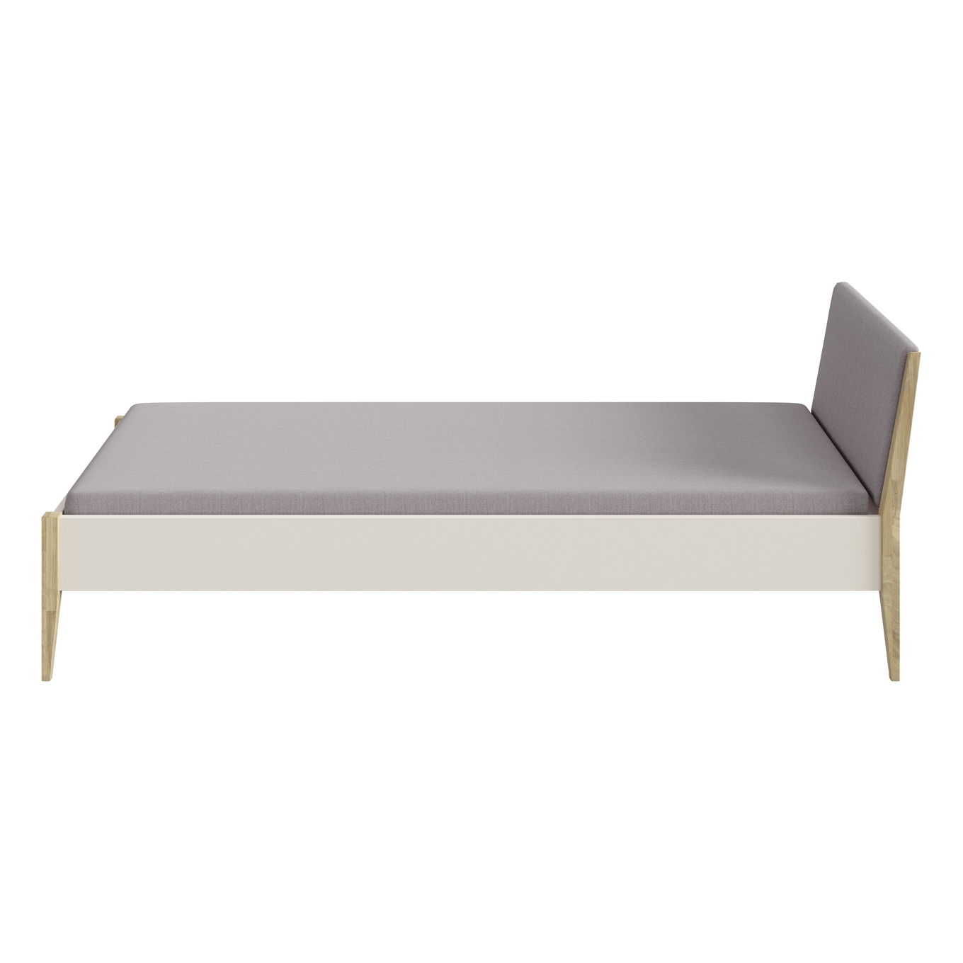 Bett Stiene mit gepolstertem Betthaupt Beige Steingrau, 90 x 200 cm #2