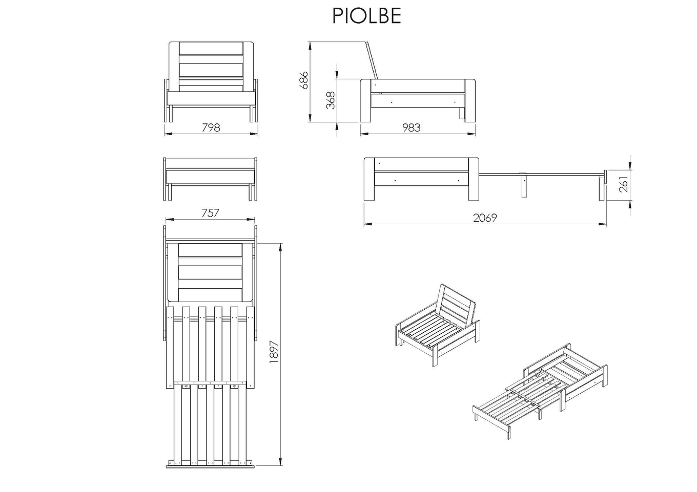 Sessel-Bett Oliver Weiss 5