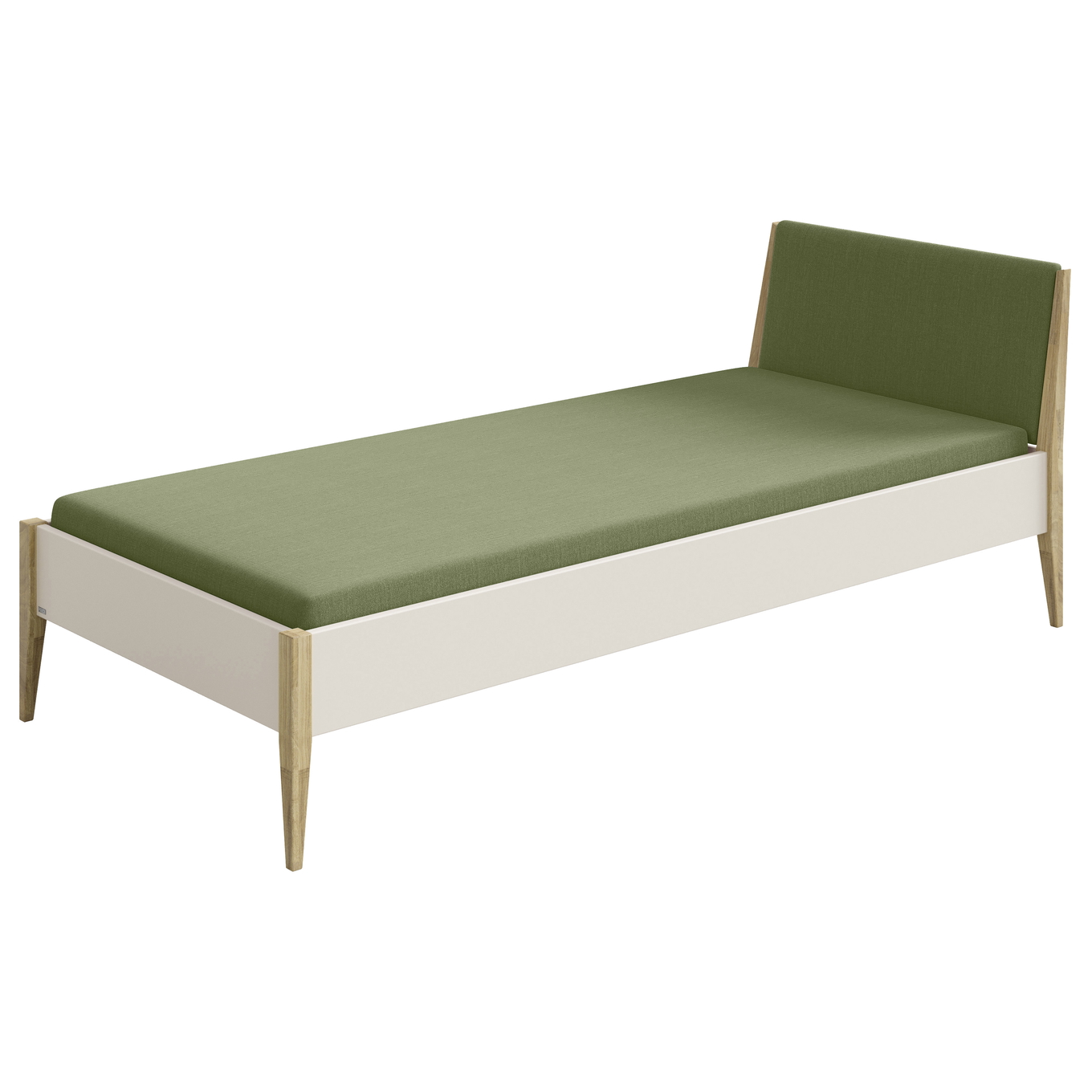 Bett Stiene mit gepolstertem Betthaupt Beige Nordic Green, 90 x 200 cm