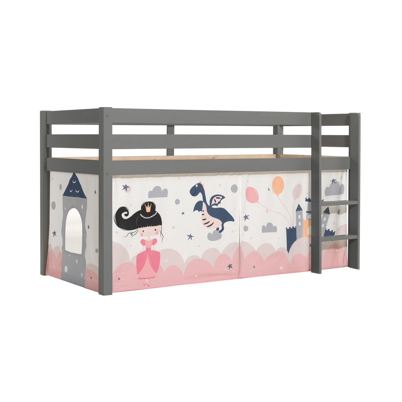 Halbhohes Bett Princess Sophie Grau 1