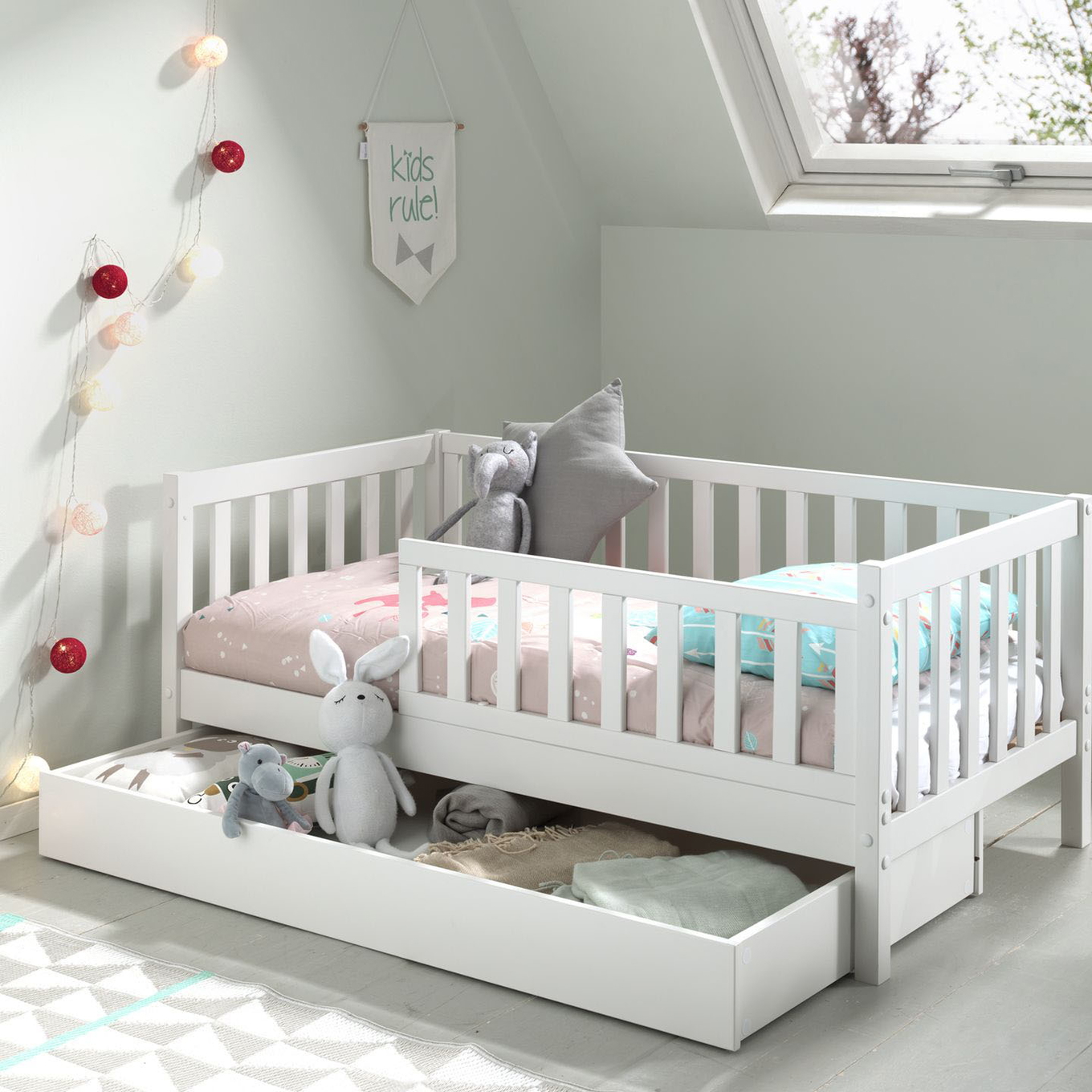 Juniorbett Peuterbed 70 x 140 cm inkl. Ausziehkasten Weiss #2