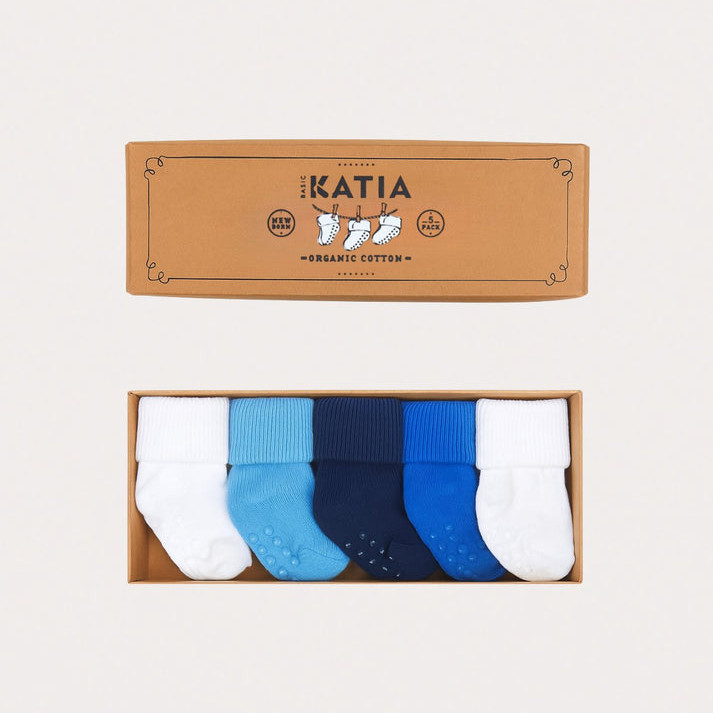 Socken Organic Cotton 5er Set Blau, 6-12 Monate