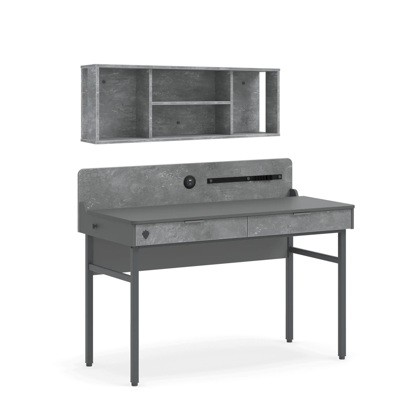 Wandregal Space Gray mit 4 Fächer 4