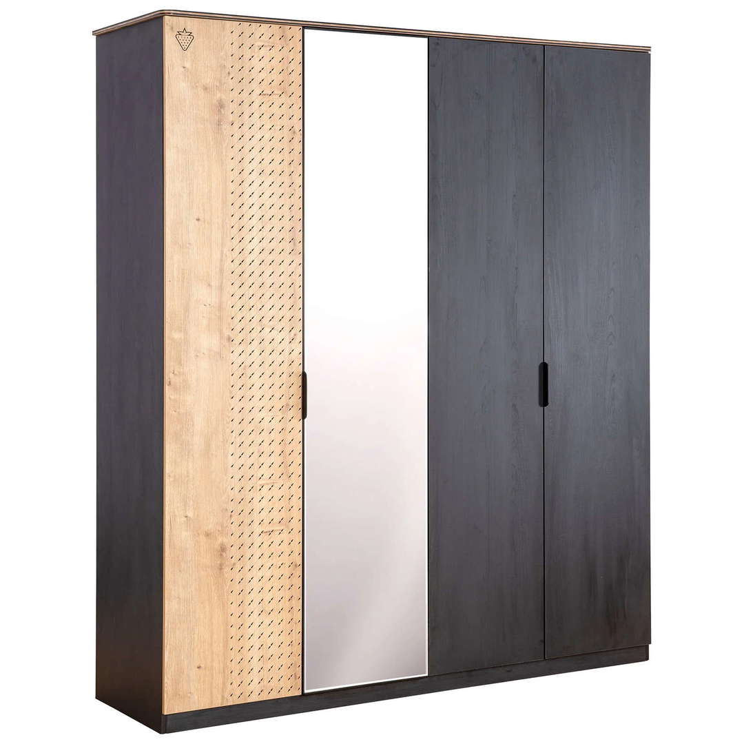 Kleiderschrank Black 4-türig mit Spiegel 1
