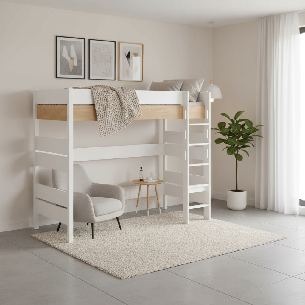 Hochbett Kira Nebraska mit gerader Leiter, 120 x 200 cm #2