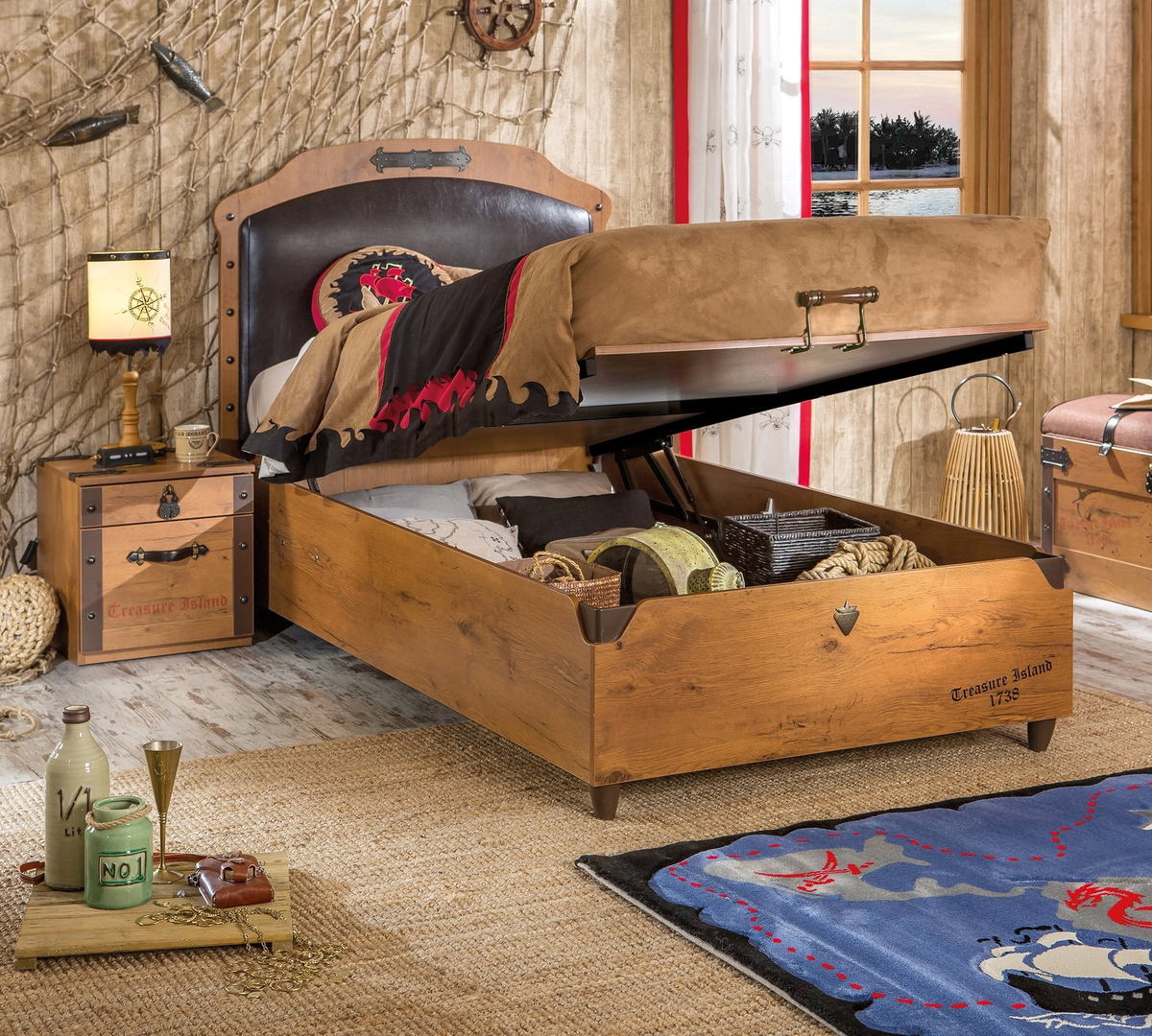 Bett Pirate mit Stauraum, 100 x 200 cm 2