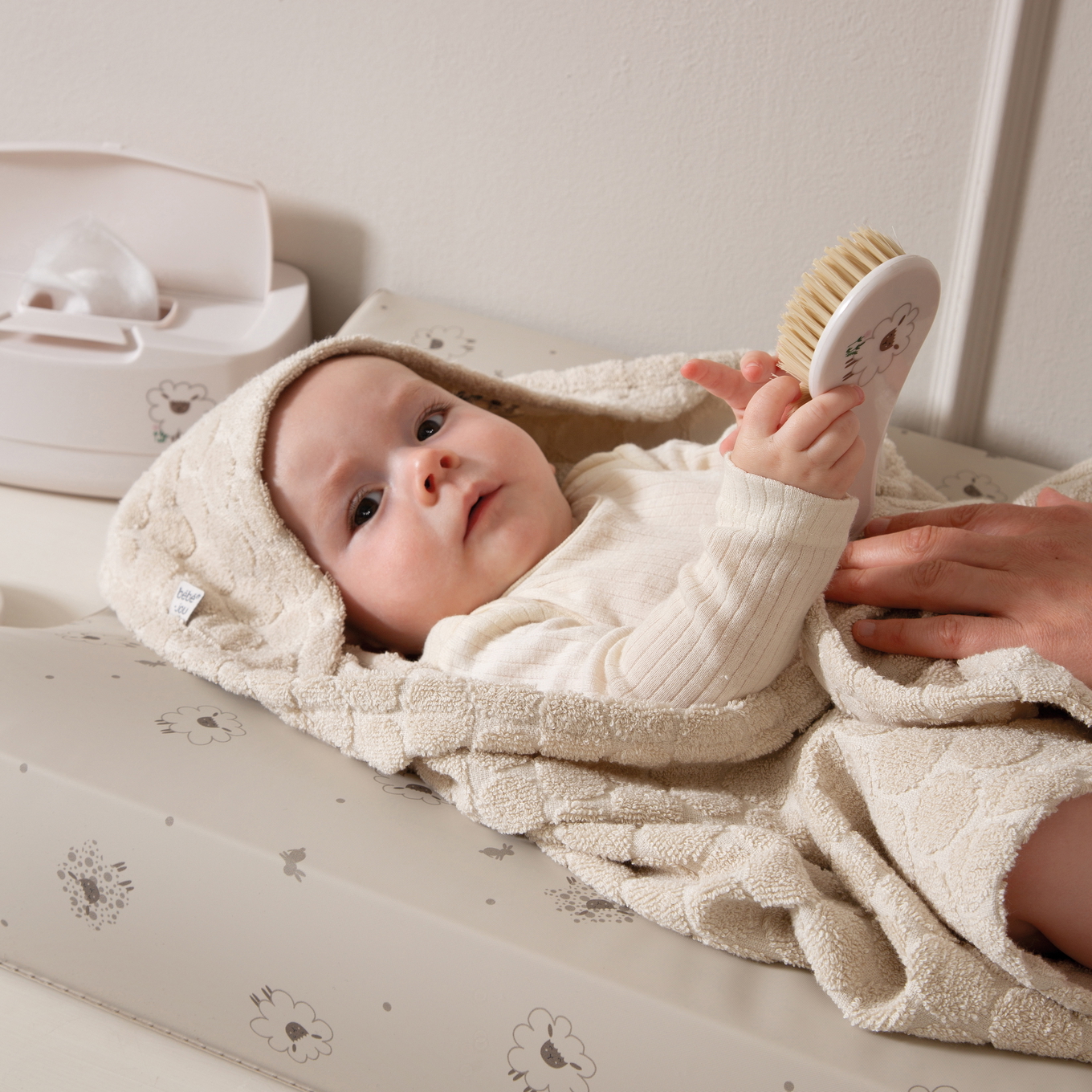 Badetuch mit Kapuze Frottée Tiny Sheep 2