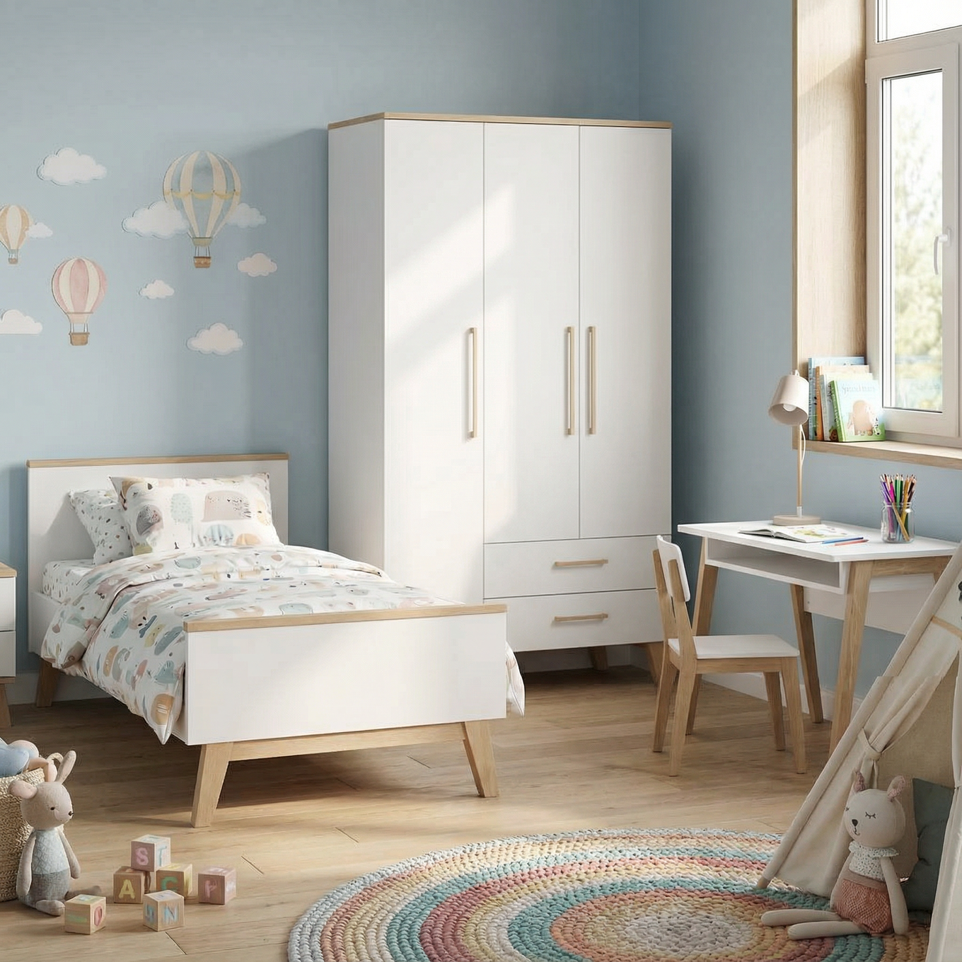 Kleiderschrank Oscar 3-türig mit Schubladen 3