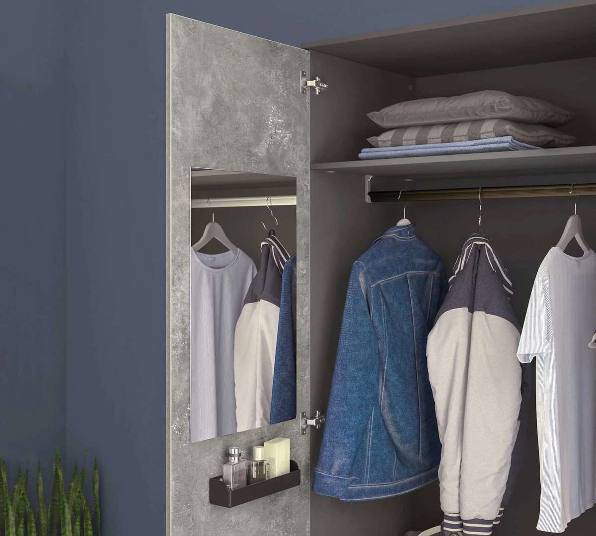 Kleiderschrank Space Gray 2-türig 5