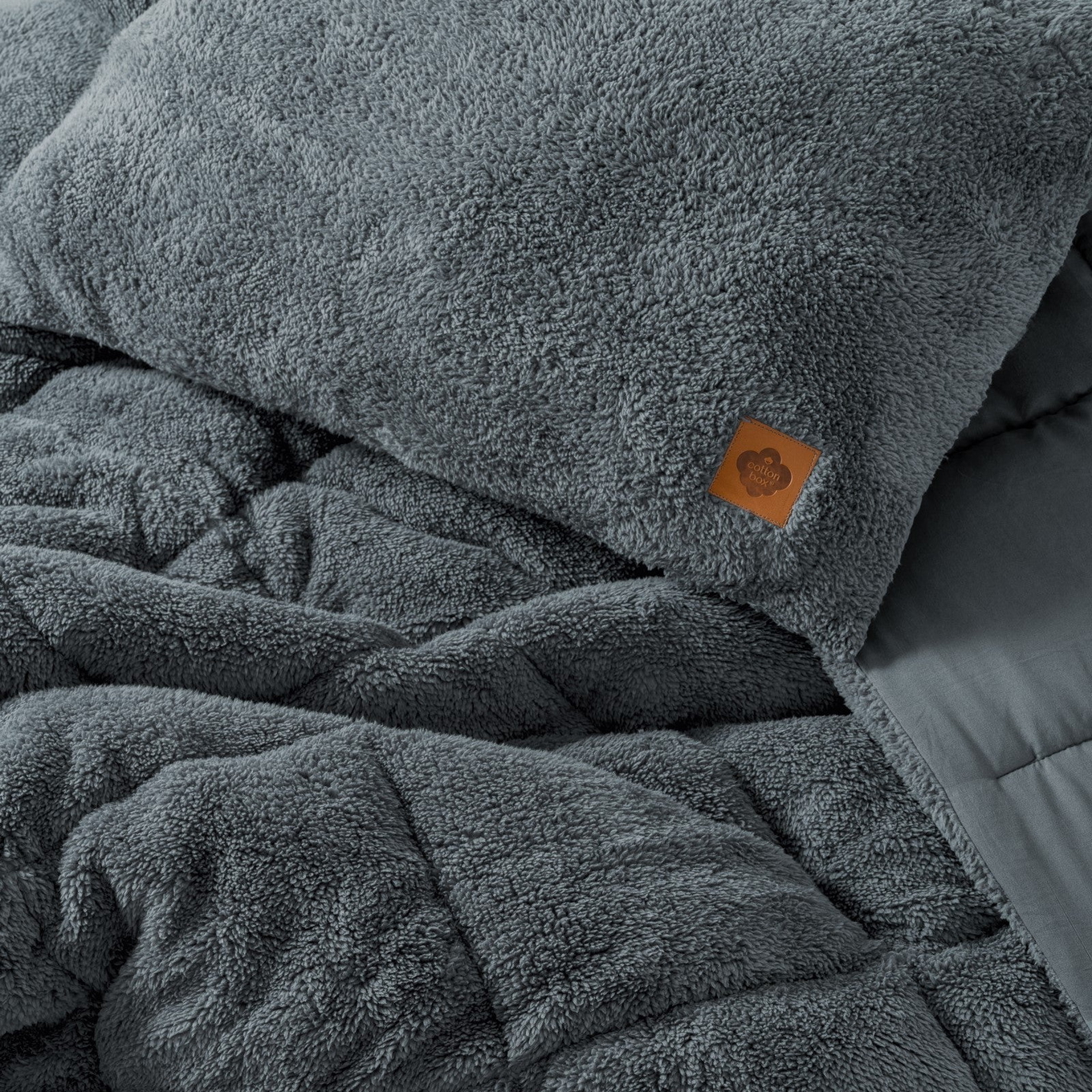 Duvet und Kissen Set Teddy 155x215 - 50x70cm Grau #2