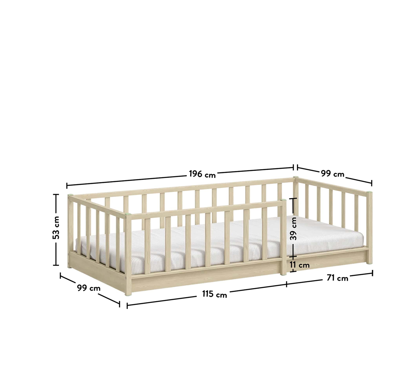 Bett Montes 90x190cm Natur 8