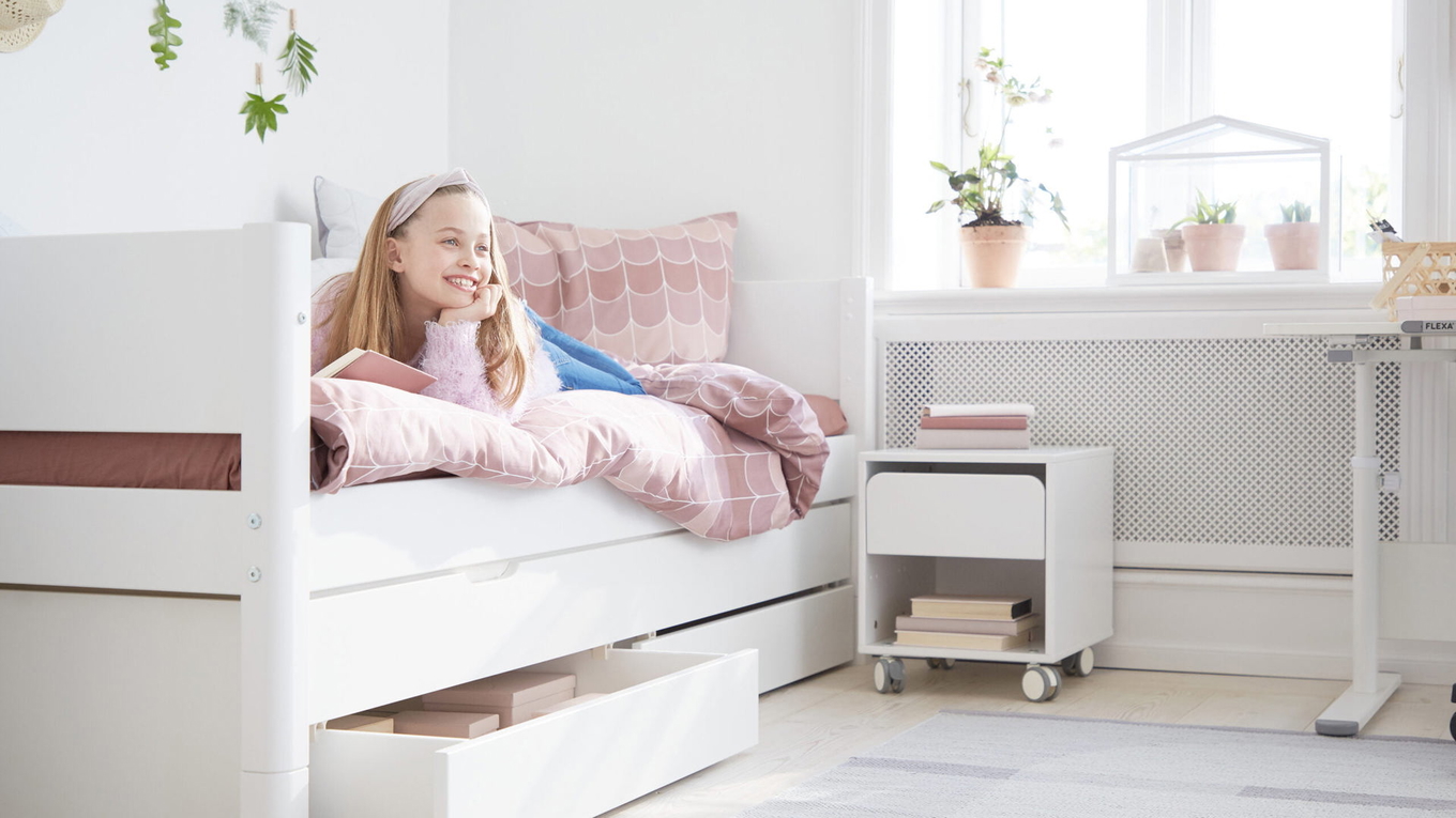Bett White mit Ausziehkasten, mit Schubladen 5