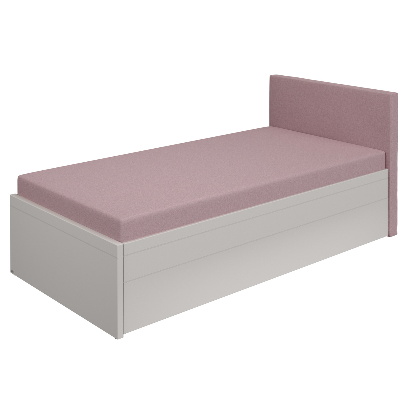 Bett Flynn mit gepolstertem Betthaupt Grau, Dunkelrosa