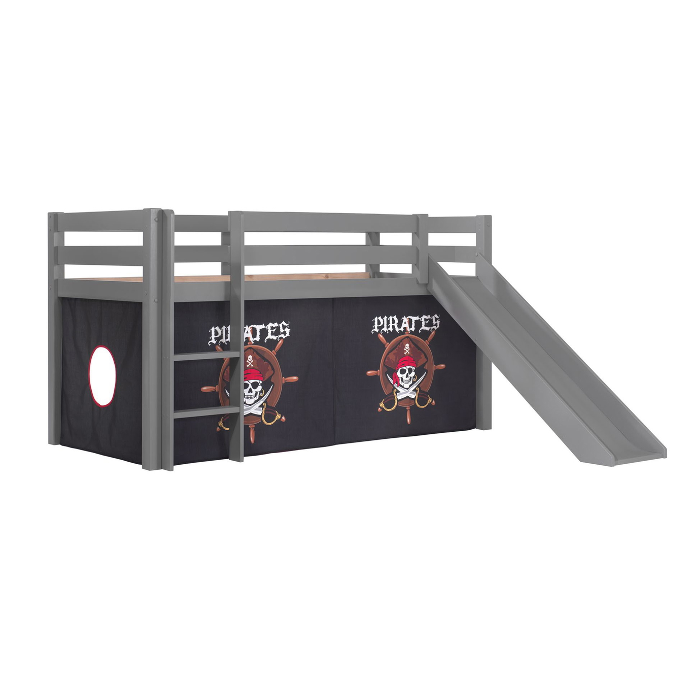 Halbhohes Bett Pirate mit Rutsche Grau