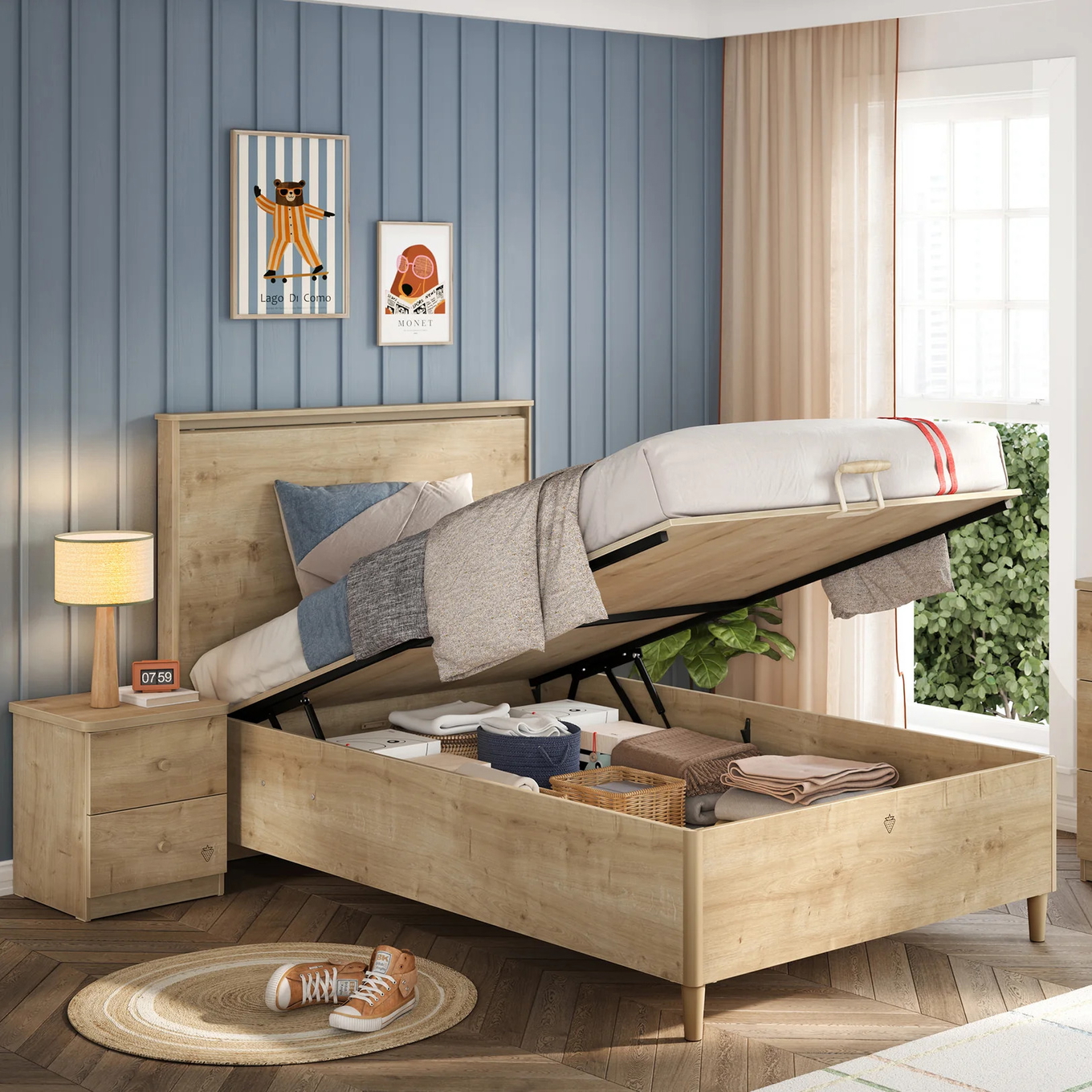 Bett Mocha mit Kopfteil mit Stauraum, 100 x 200 cm 3