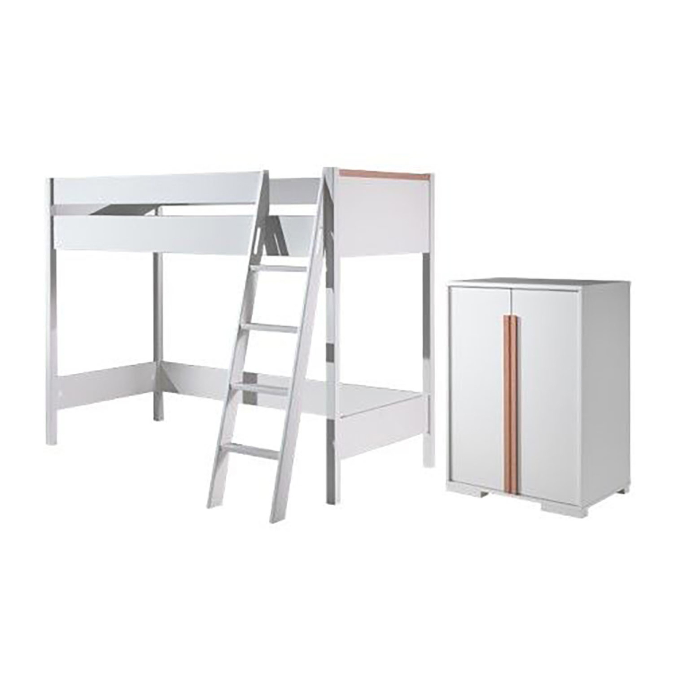 Halbhohes Bett London 2-teilig Set Weiss 1