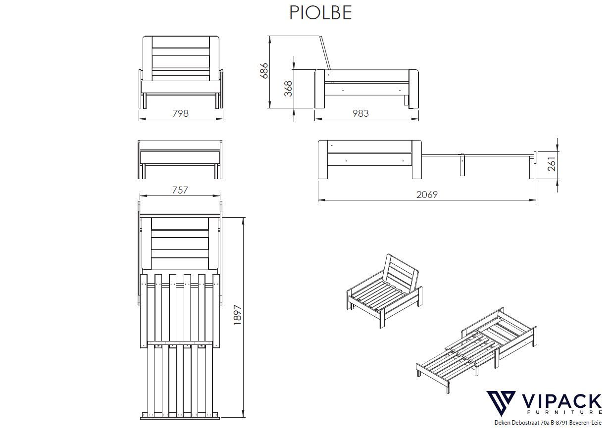 Hochbett Pino 140 x 200 cm inkl. Sesselbett Weiss 7