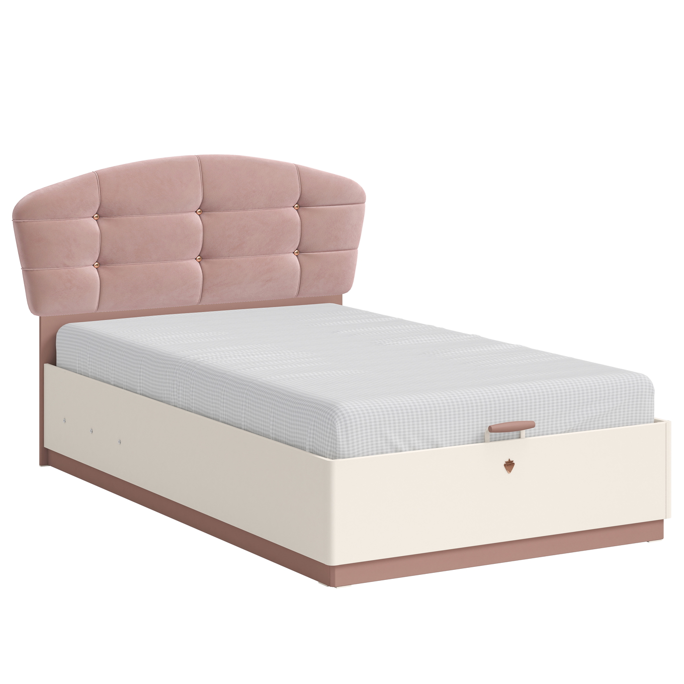 Bett Elegance  mit Stauraum, mit Kopfteil rund, 120 x 200 cm