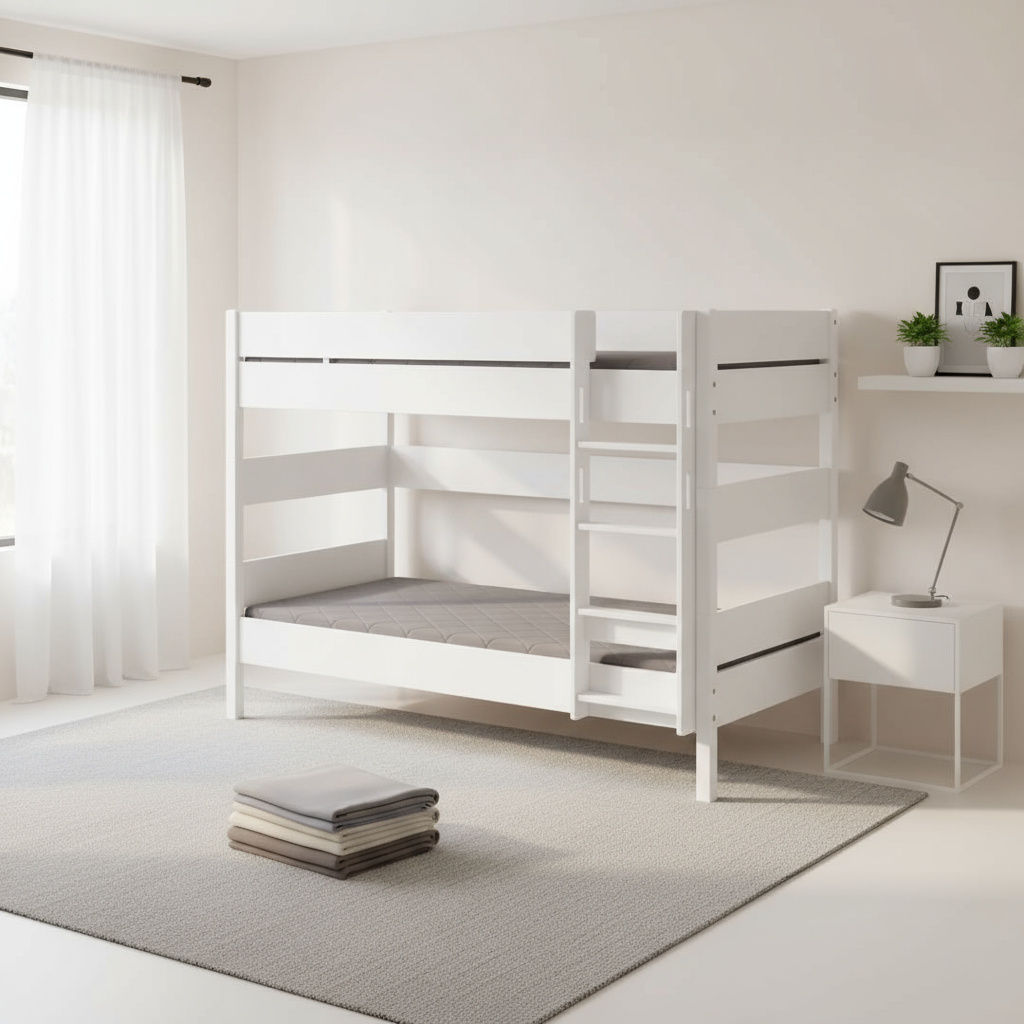 Etagenbett Tiago Weiss, mit gerader Leiter, 90 x 200 cm 4