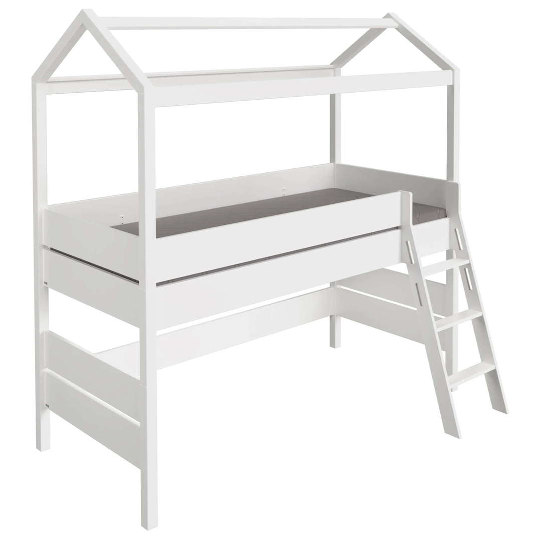 Halbhohes Bett Tiny House mit Schrägleiter