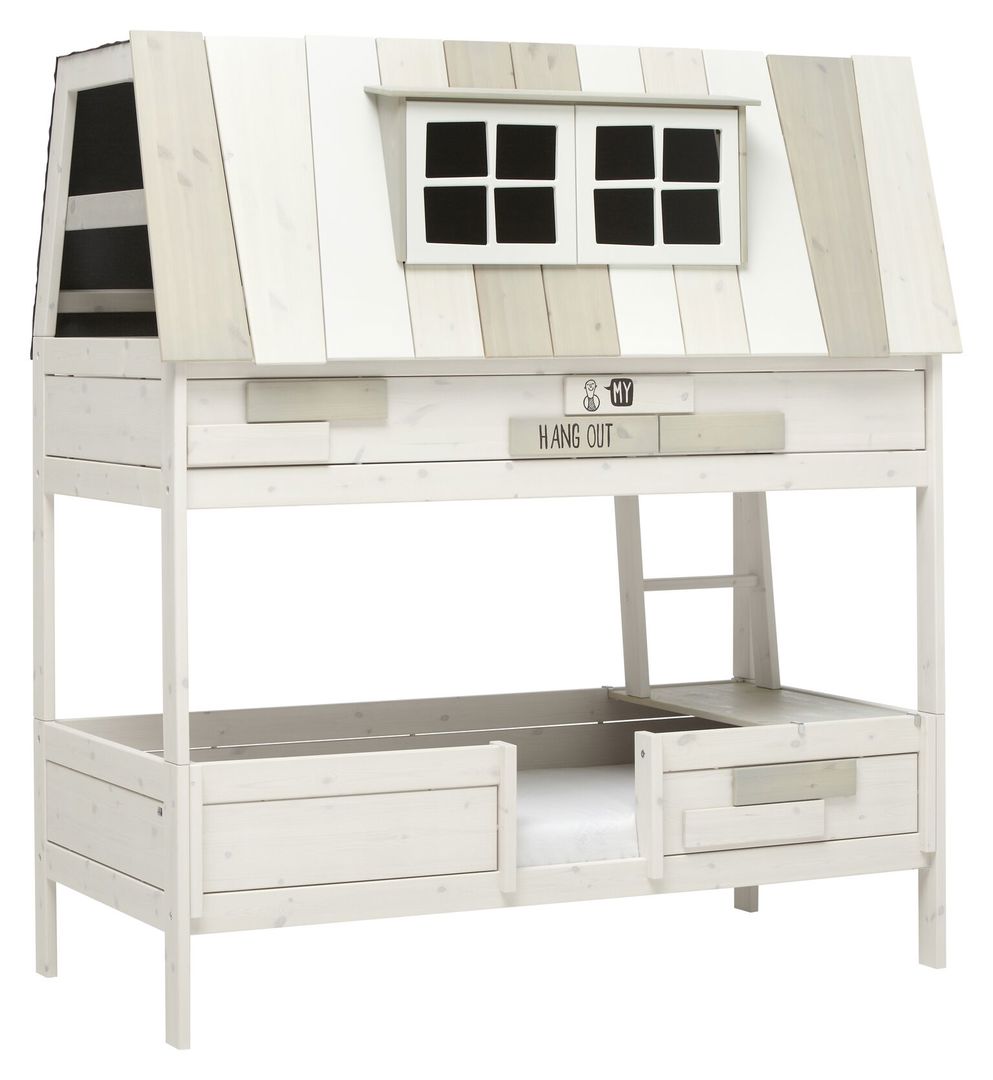 Abenteuerbett Hangout Weiss lasiert, Deluxe Lattenrost