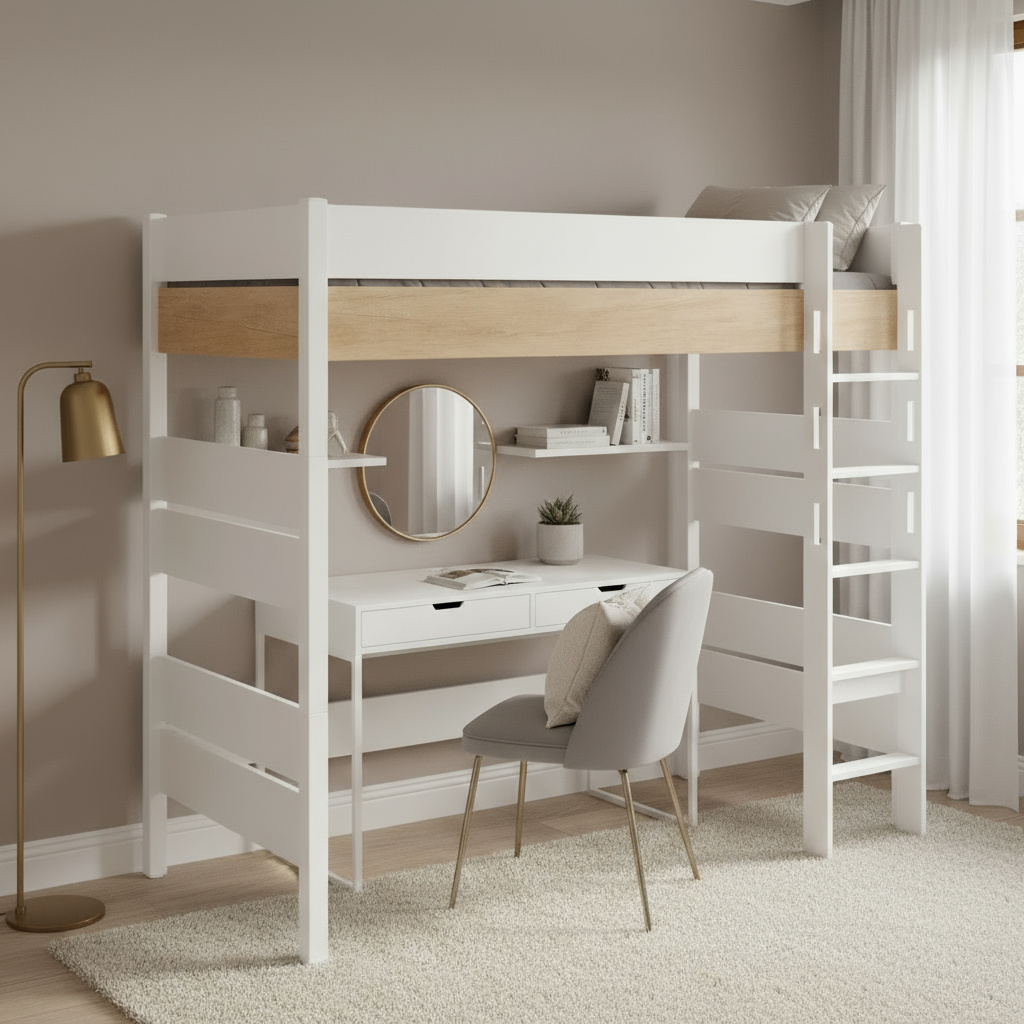 Hochbett Kira Nebraska mit gerader Leiter, 90 x 200 cm 4