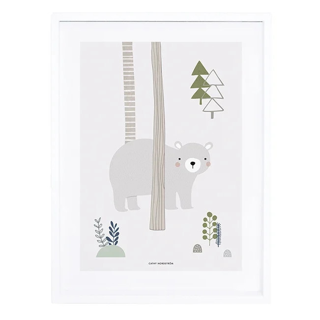 Poster Bär im Wald mit Rahmen
