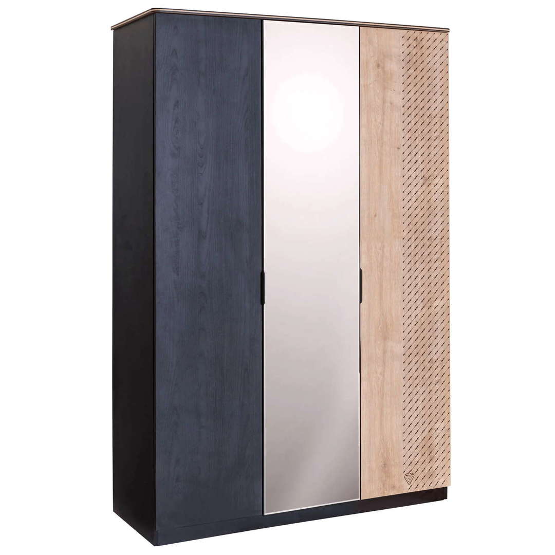 Kleiderschrank Black 3-türig mit Spiegel