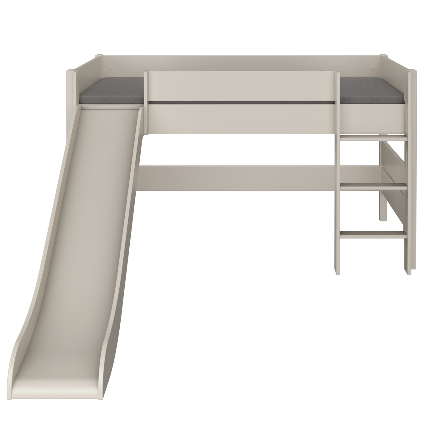 Halbhohes Bett Tiago mit Rutsche Beige, mit gerader Leiter, 90 x 200 cm 2