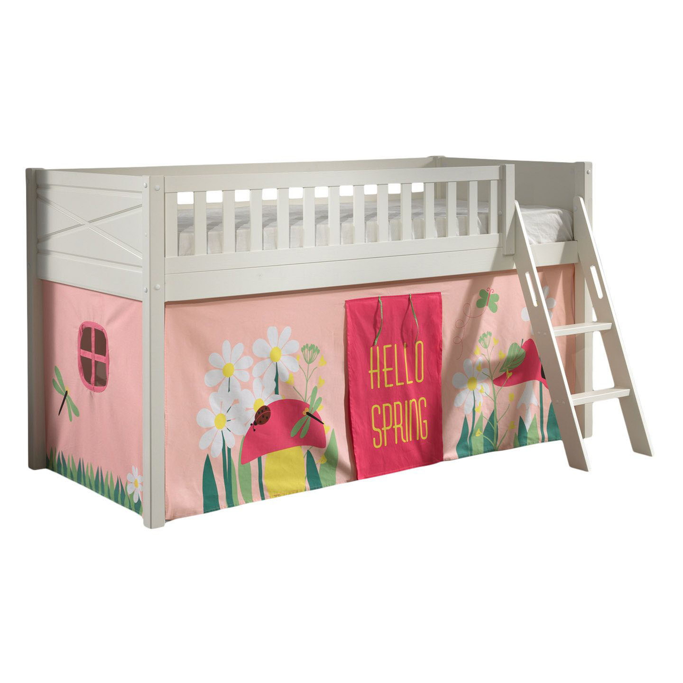 Halbhohes Bett Scott Spring mit Spielvorhang