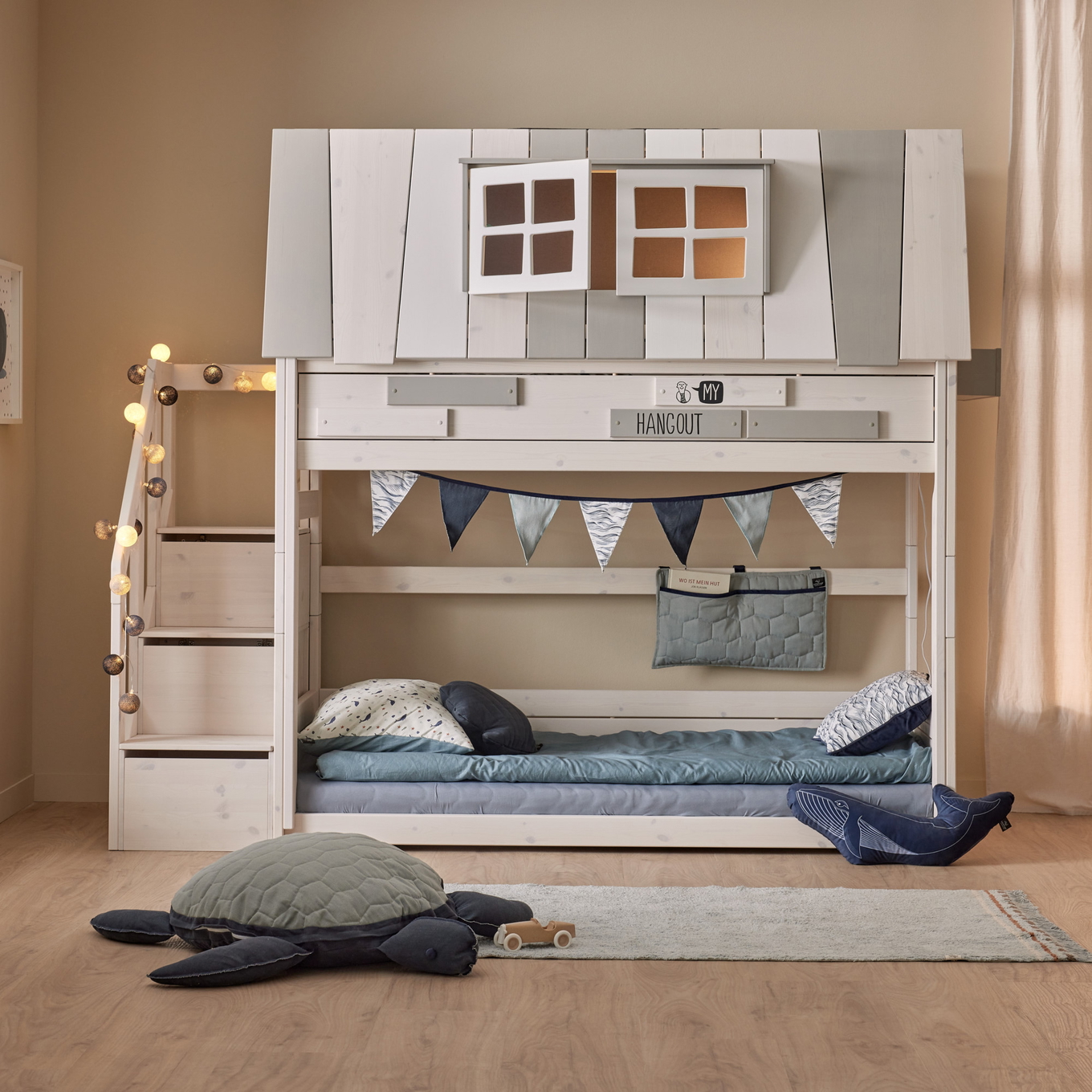 Niedriges Etagenbett My Hangout Weiss lasiert, Deluxe Lattenrost #2