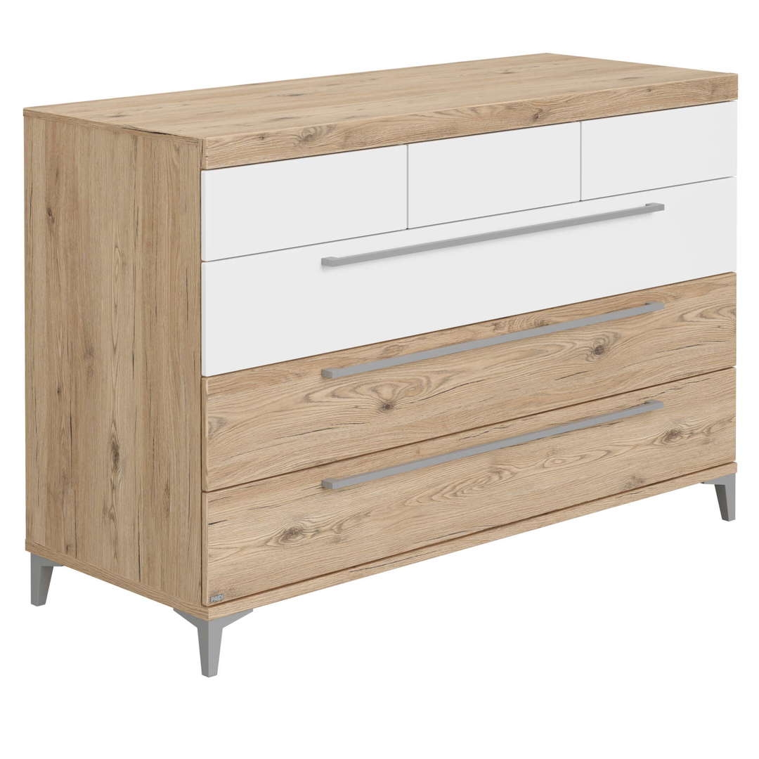 Kommode Remo Breit Holz, Weiss 1