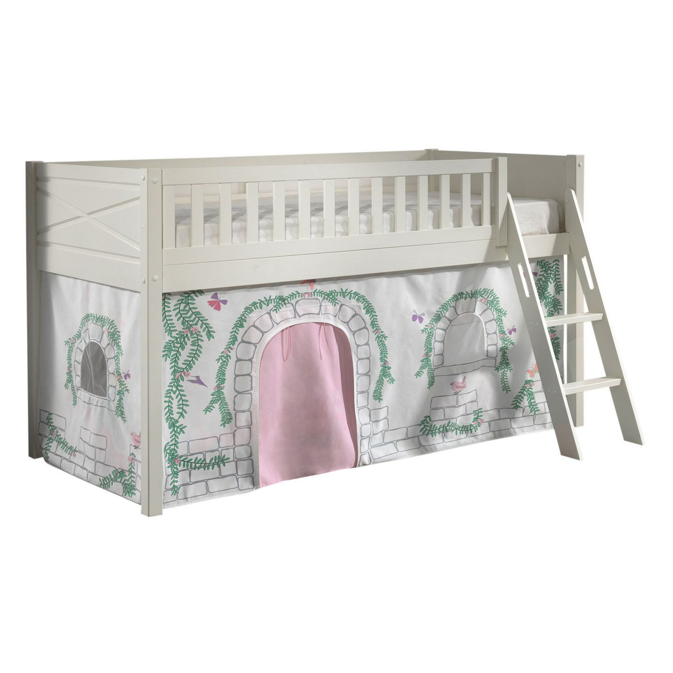 Halbhohes Bett Scott Birdy mit Spielvorhang