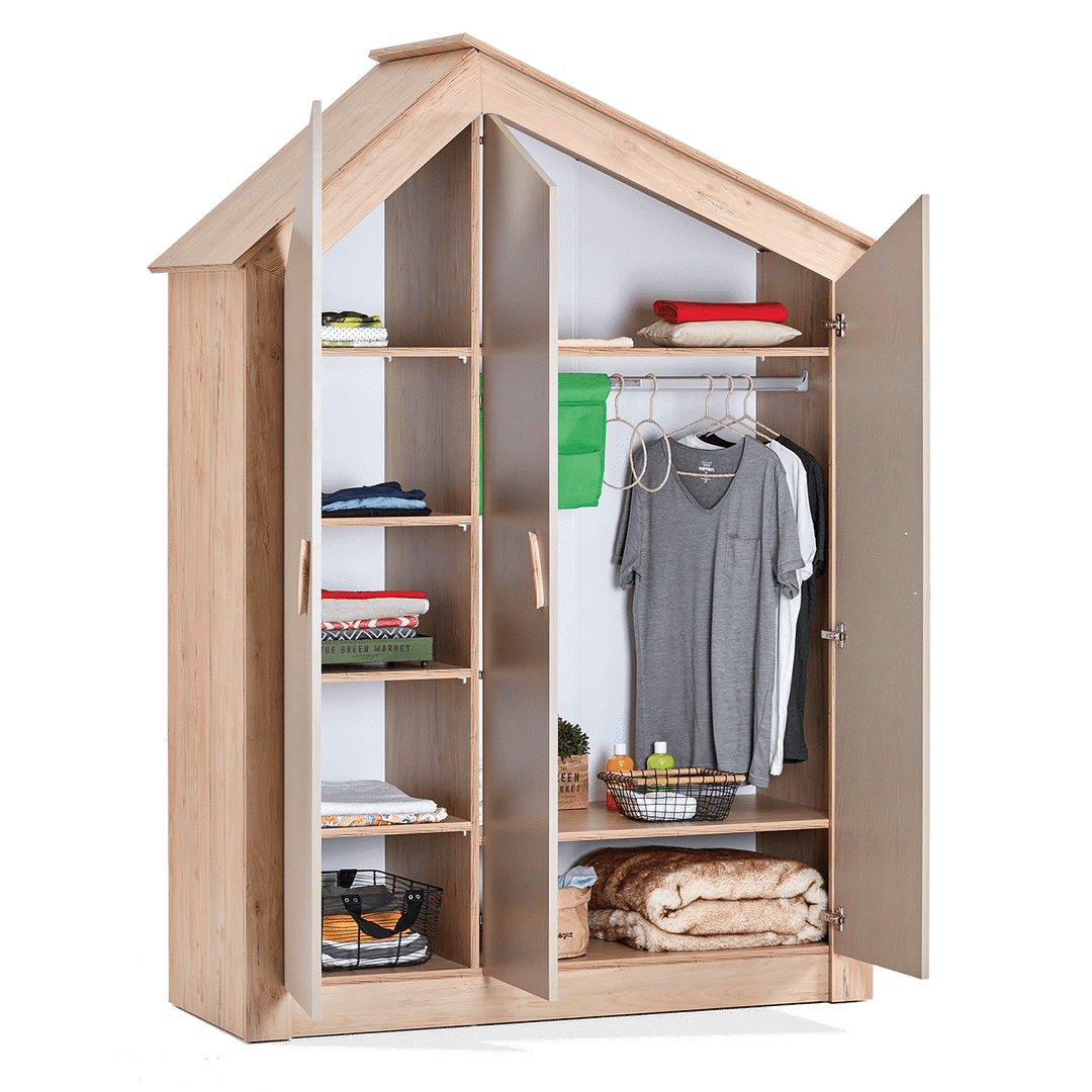Kleiderschrank My House Natur, 3-türig 4