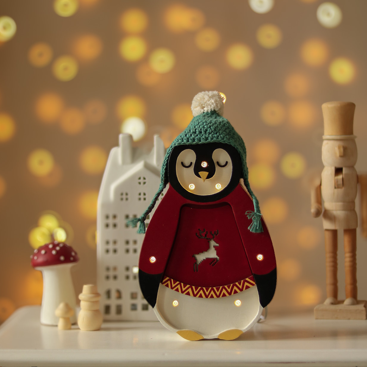 Nachtlampe Pinguin Christmas Edition Rot 3
