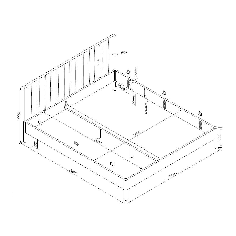 Bett Olive Spindle 180 x 200 cm 3