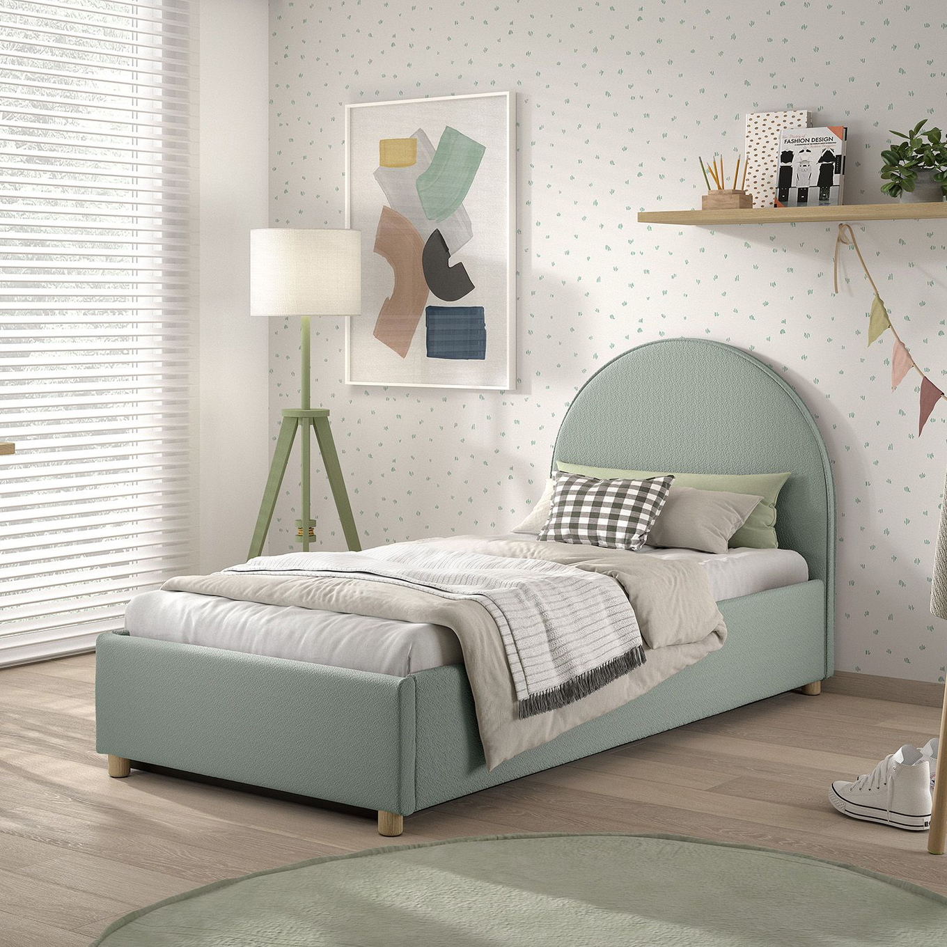 Bett Moon mit Stauraum Mint, 90 x 200 cm 3