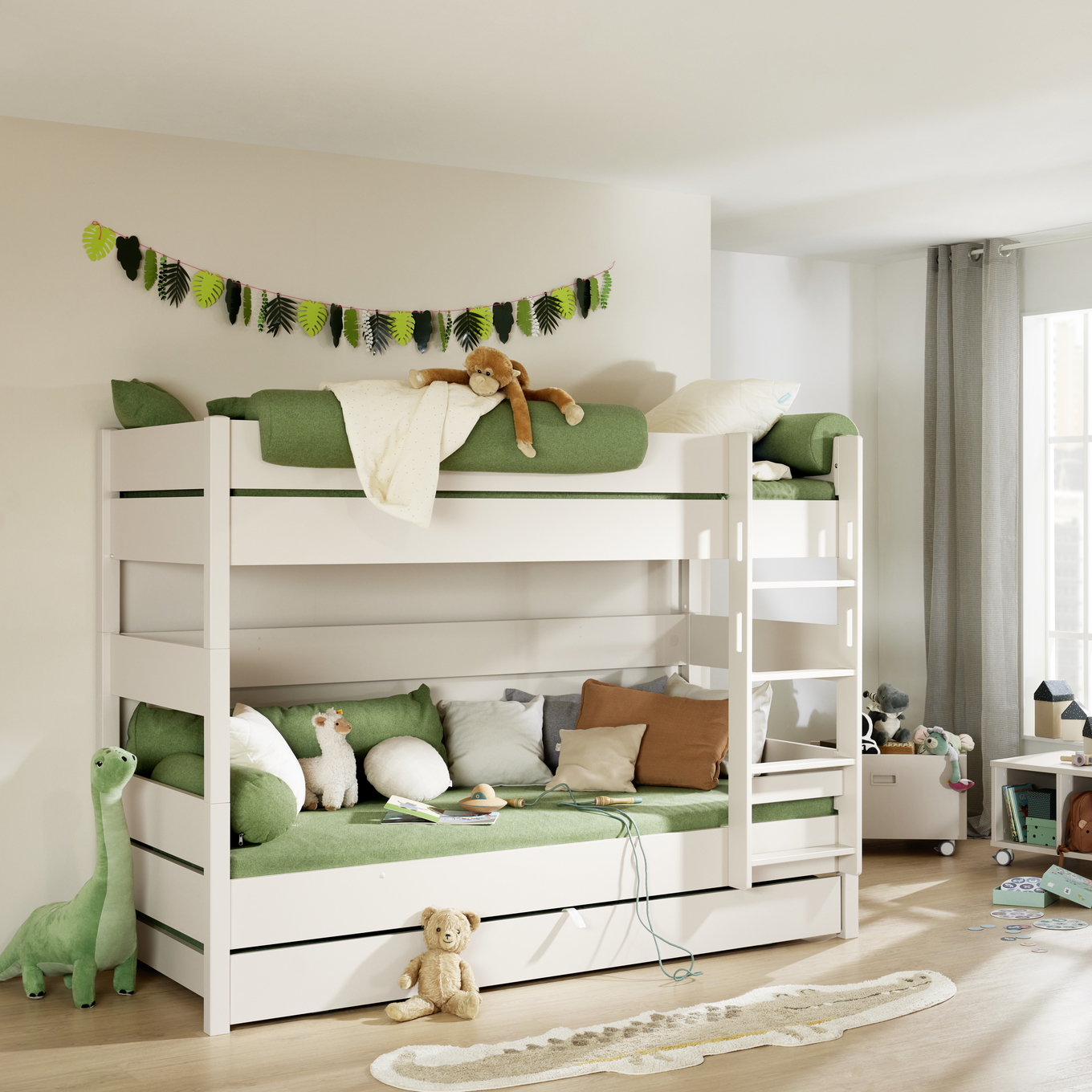 Hohes Etagenbett Tiago Beige, mit gerader Leiter, 90 x 200 cm #2