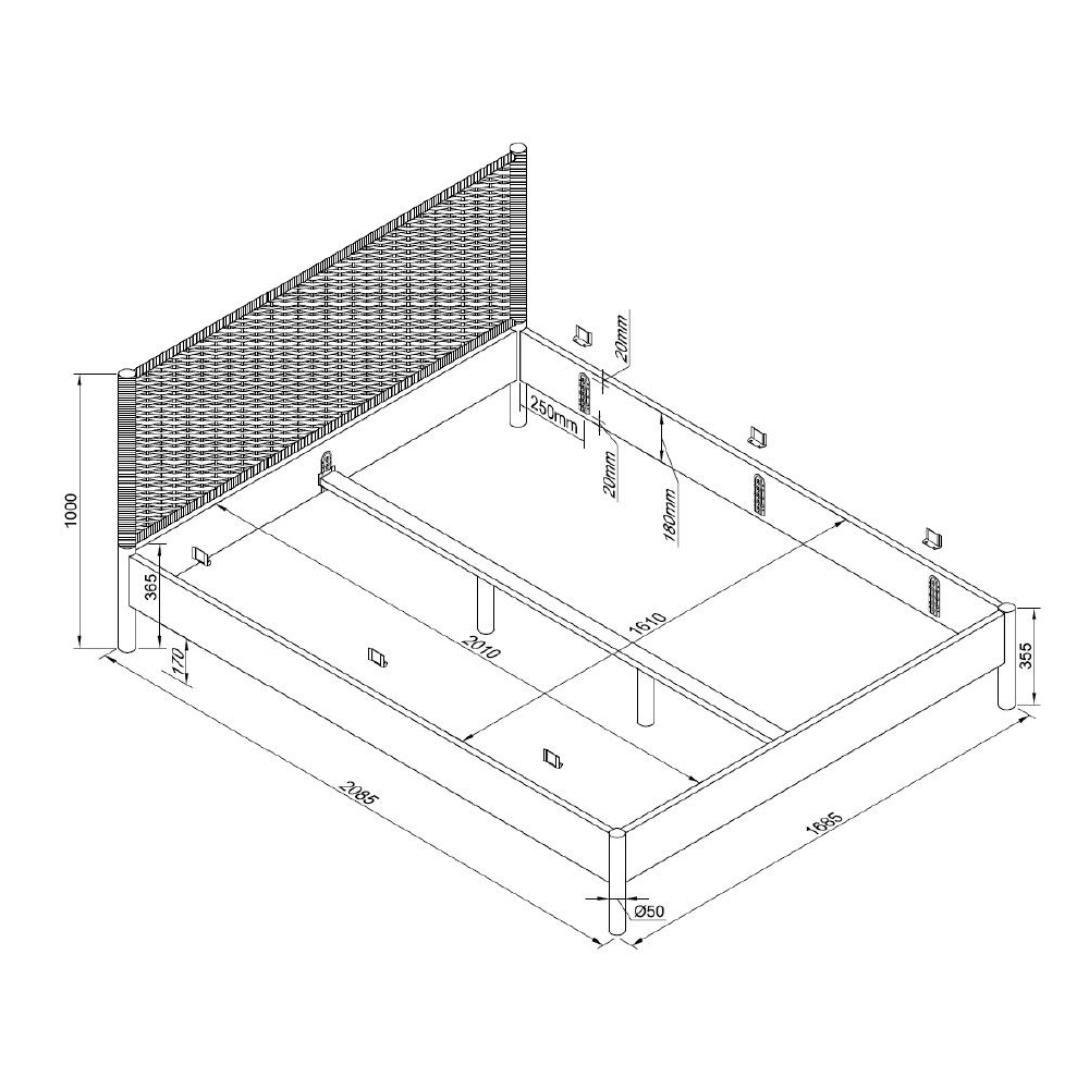 Bett Olive Rope 160 x 200 cm 3